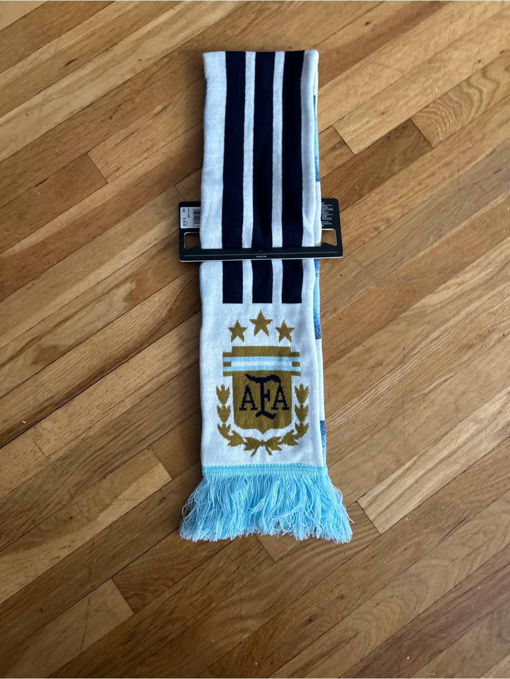 adidas Argentina Light Blue, Navy and Gold soccer fifa World Cup Crest Scarf